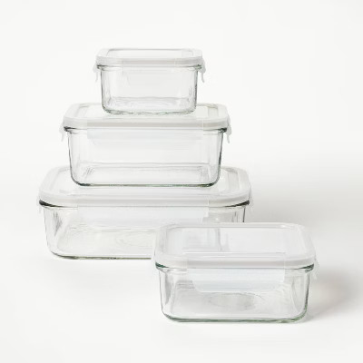 8pc (Set of 4) Glass Food Storage Container Set Clear - Figmint™: Freezer, Dishwasher & Microwa... | Target