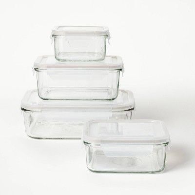 8pc (Set of 4) Glass Food Storage Container Set Clear - Figmint™ | Target