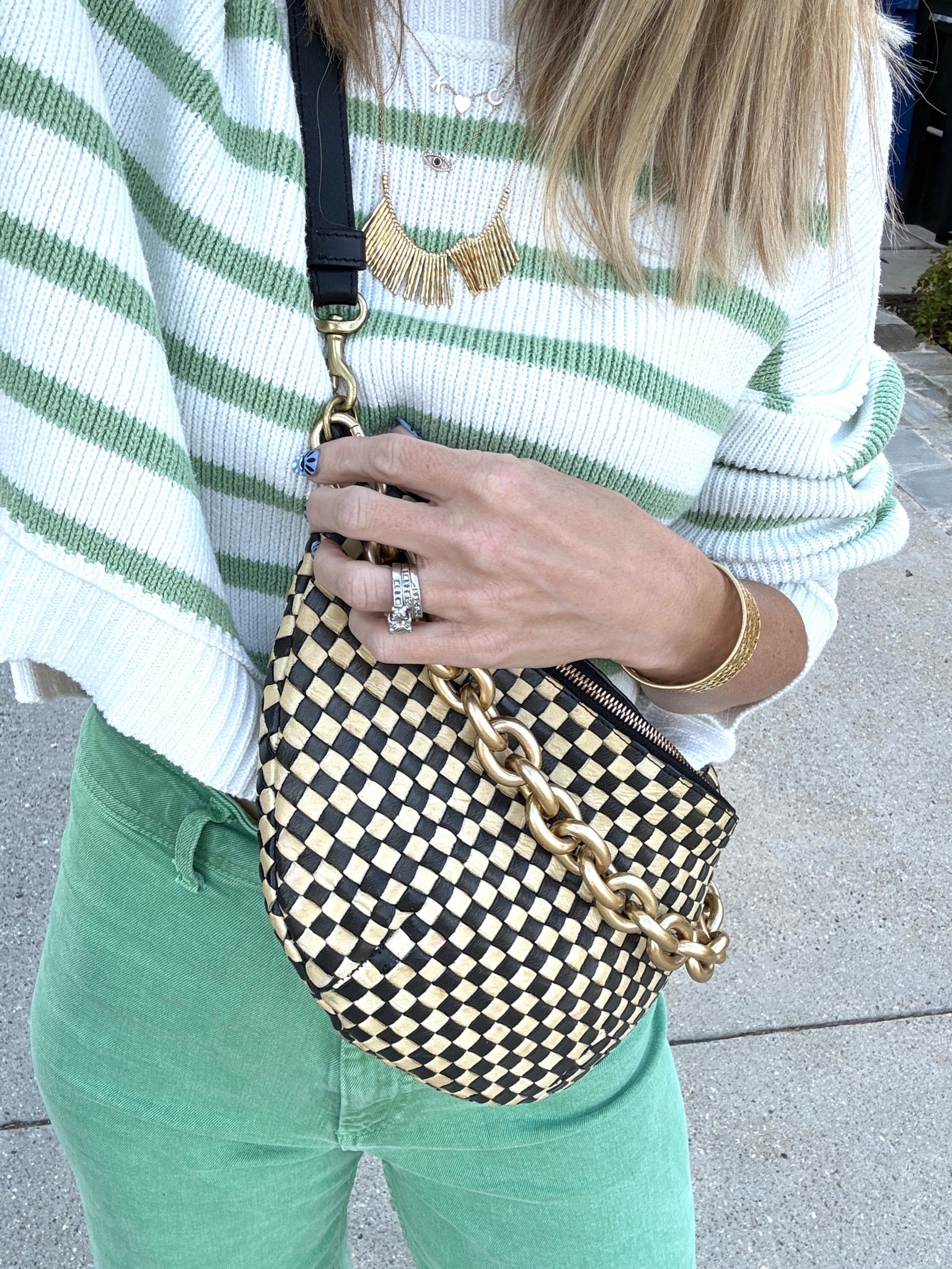 A few of my favorites, the initial necklace I wear daily, and the evil eye necklace. I haven’t taken off in years.  My go to every day bag and a casual spring outfit.

#GoldJewelry #InitialJewelry #NameNecklace#SlingBag #SpringOutfit #Handbags #LeatherFannypack

#LTKStyleTip #LTKItBag #LTKOver40