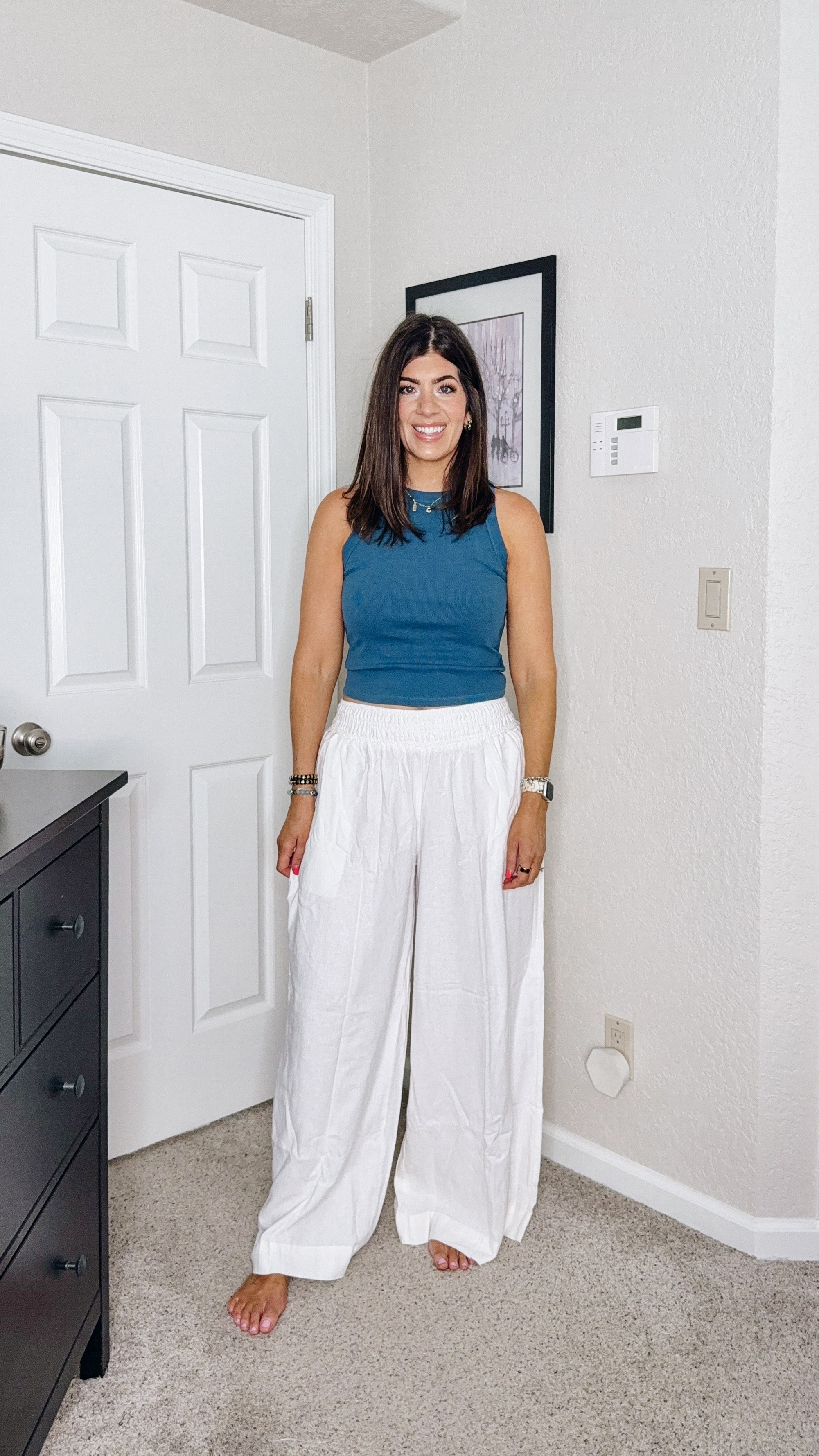 In a medium tall tank and medium tall wide leg linen pant- can size down in pants 

summer outfit, midsize vacation outfits, resort wear, travel looks, beach vacation style, midsize summer fashion, packing list must-haves, affordable vacation, vacay, swim, travel, one piece, 

#LTKMidsize #LTKFindsUnder50 #LTKSaleAlert
