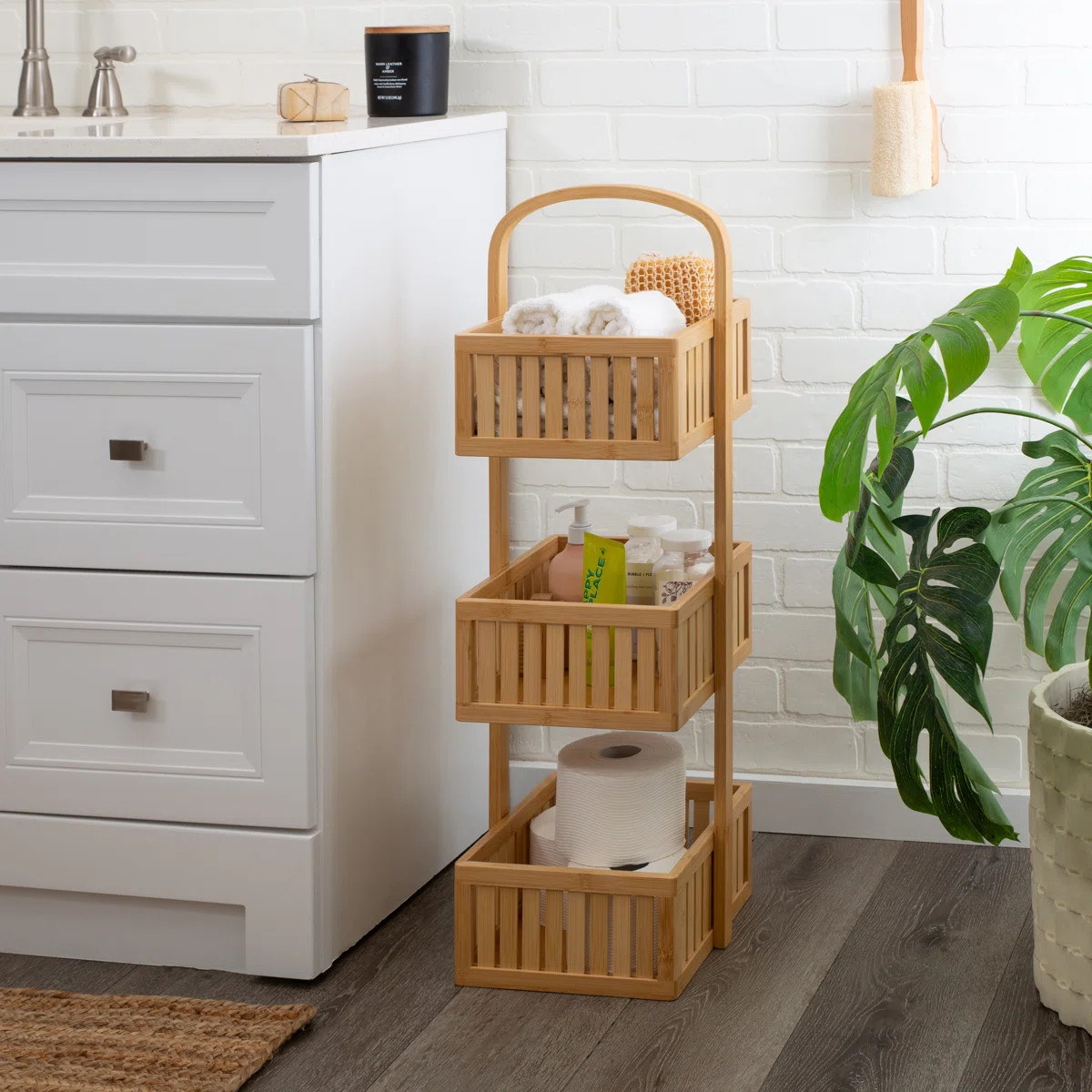 Nahima Freestanding Bamboo Shower Caddy | Wayfair North America