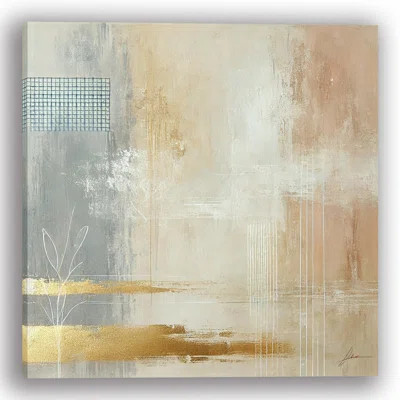 Minimalist Gold and Neutral Abstract Canvas Print Wall Art | Wayfair North America