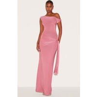 Blush Rose Slinky Off Shoulder Wrap Detail Maxi Dress | PrettyLittleThing US