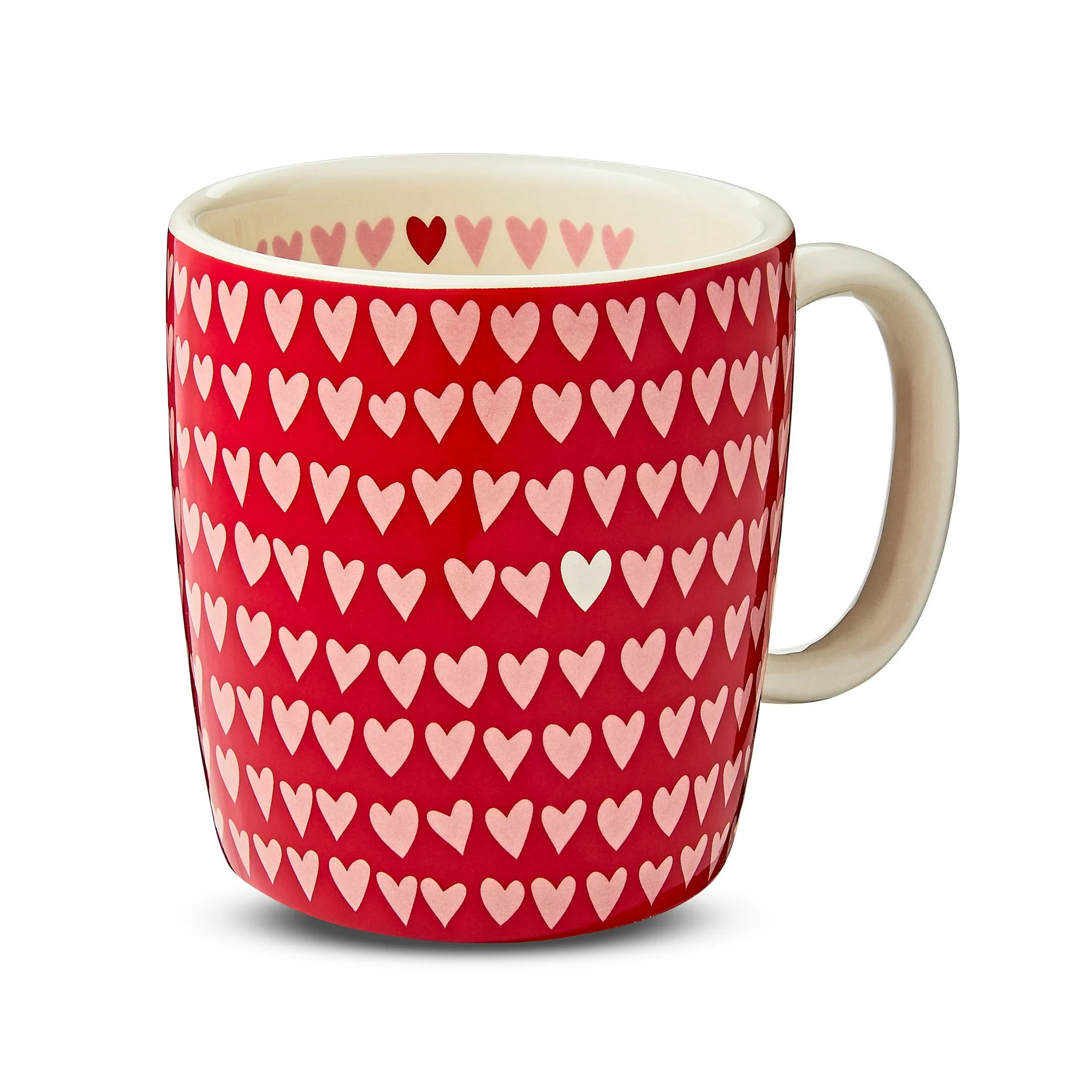 Valentine's Day 15 oz Ceramic Red Mug with Heart Design, by Way To Celebrate | Walmart (US)
