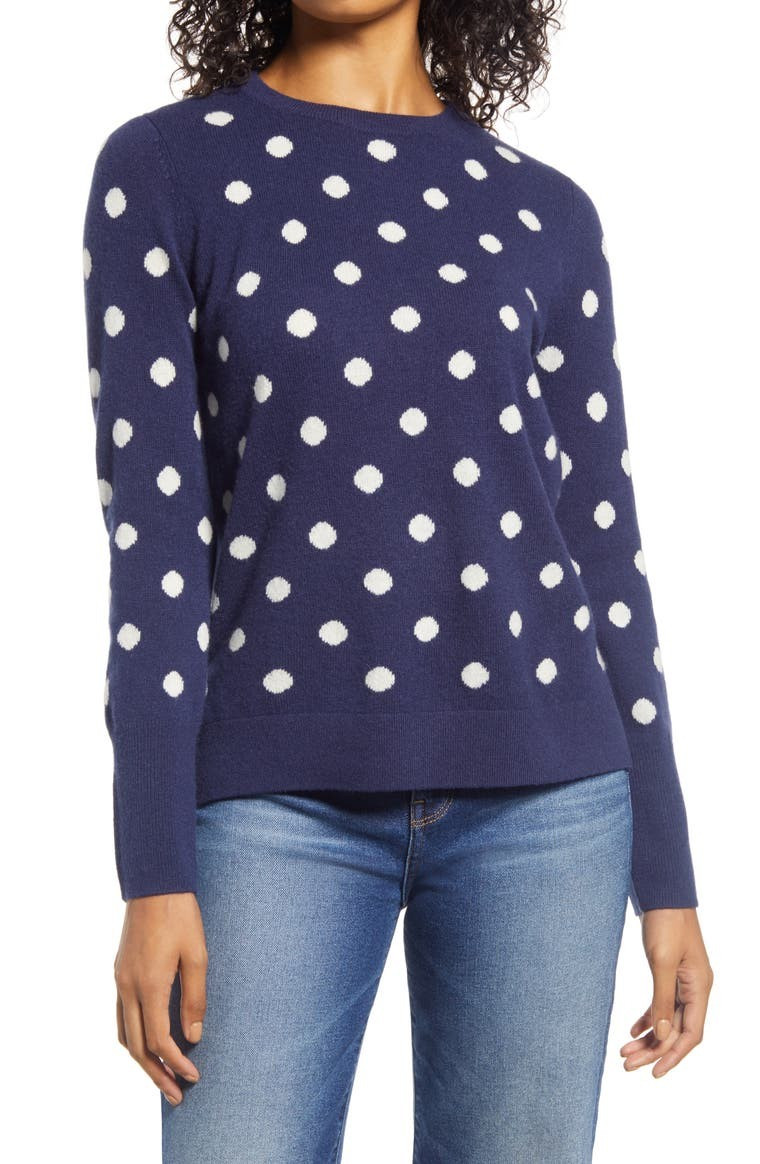 Halogen® Dot Crewneck Cashmere Sweater | Nordstrom | Nordstrom