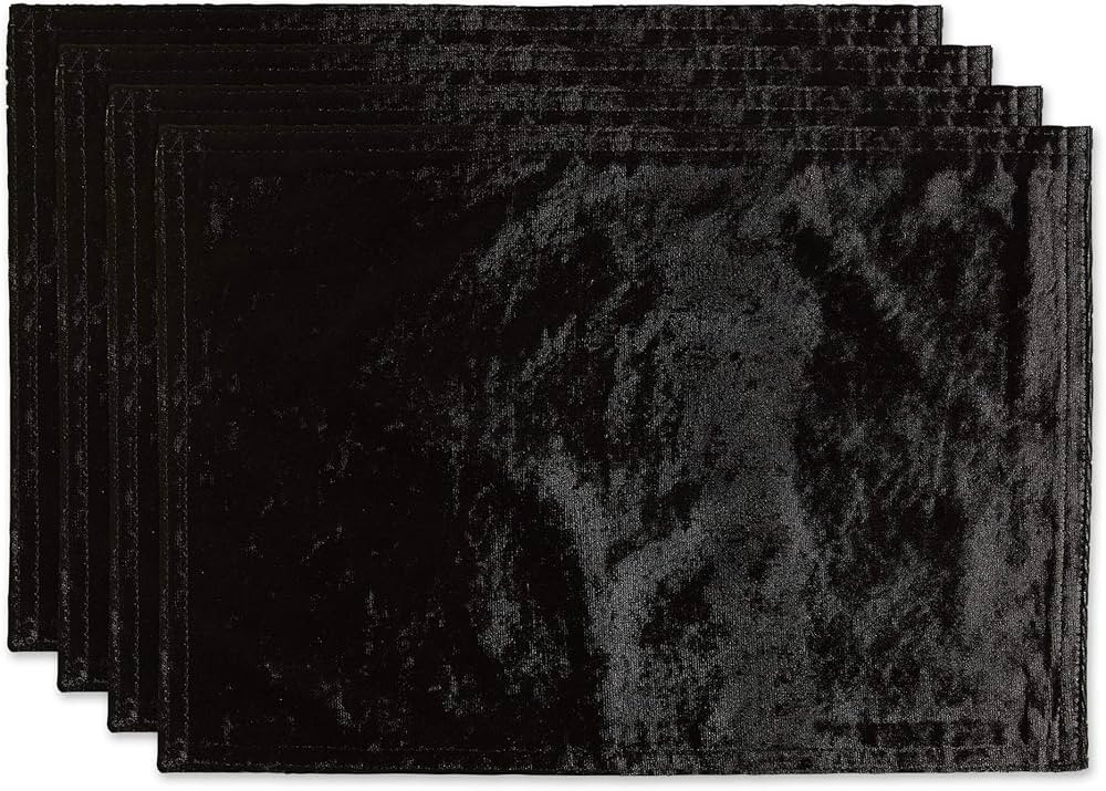 DII Velvet Collection Tabletop, Placemat Set, Black 4 Piece | Amazon (US)