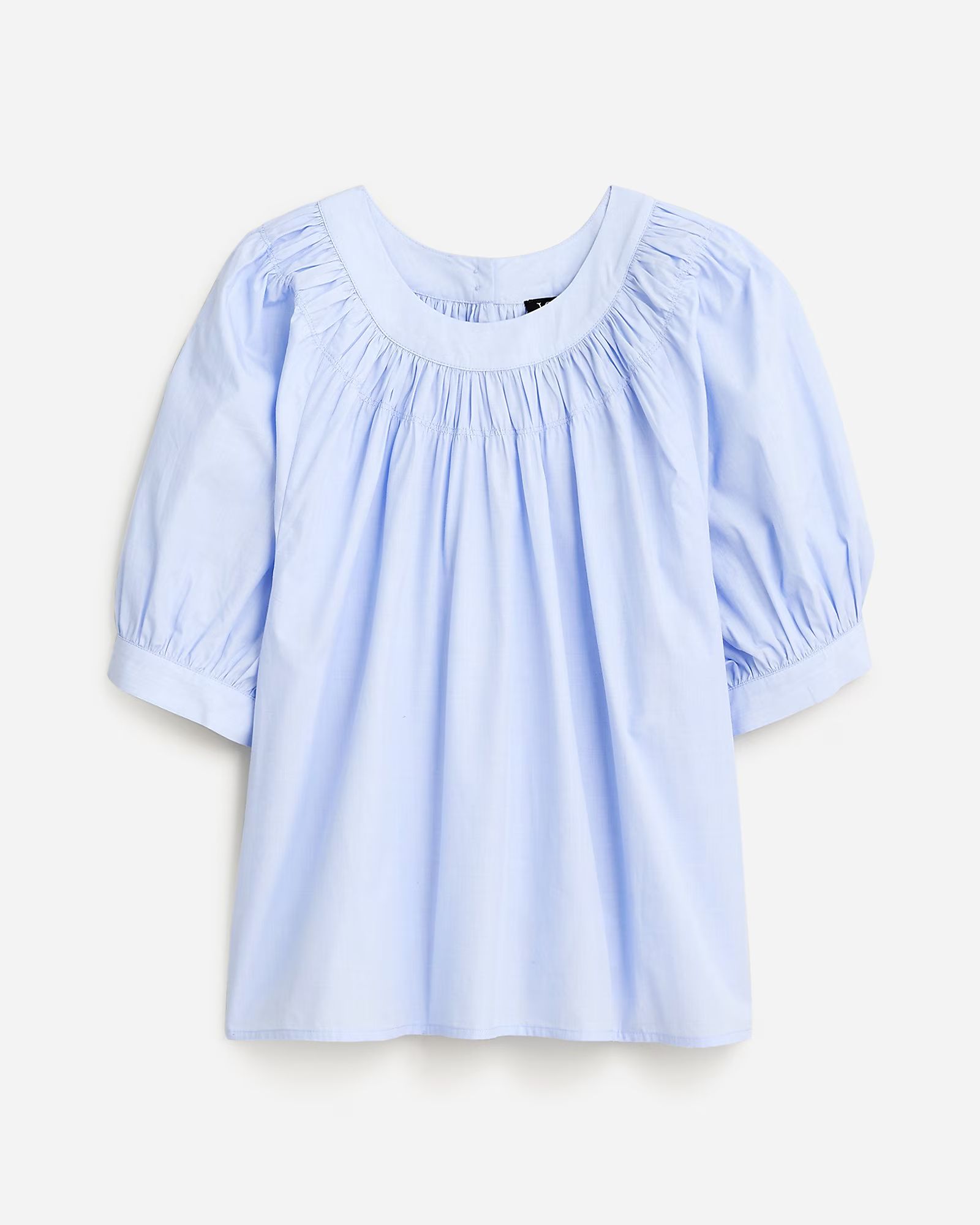 Smock-neck puff-sleeve top in cotton poplin | J. Crew US