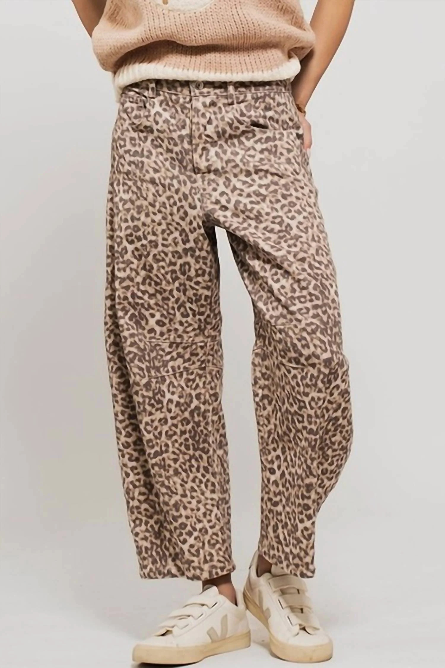 Leopard Print Barrel Jeans In Caramel Brown | Shop Simon