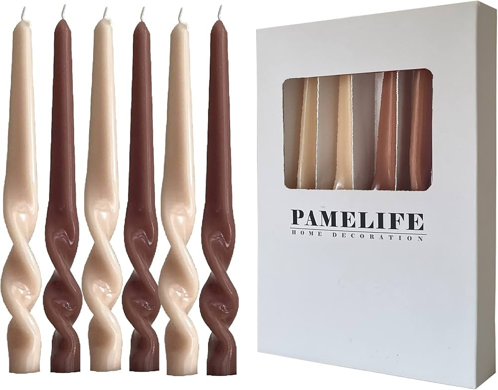 PAMELIFE Spiral Taper Candles - Set of 6 Twisted Candle 9.5 Inch Tall for Home Decoration Holiday... | Amazon (US)