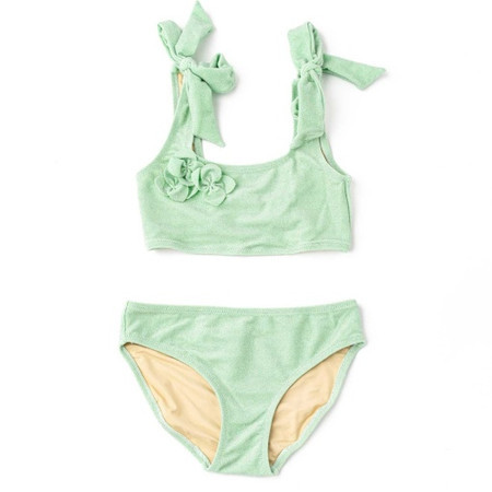 Shimmer Mint Girls Flower Two Piece Swimsuit 3t-10 | Shade Critters