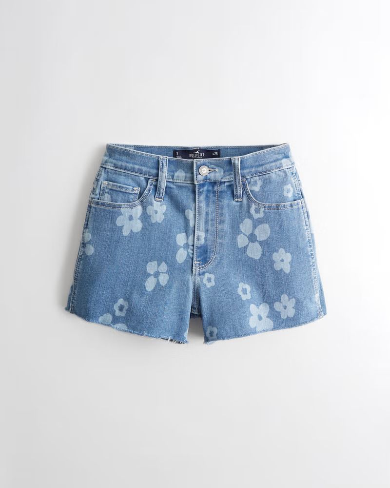 Girls High-Rise Floral Medium Wash Denim Short 3"" from Hollister | Hollister (US)