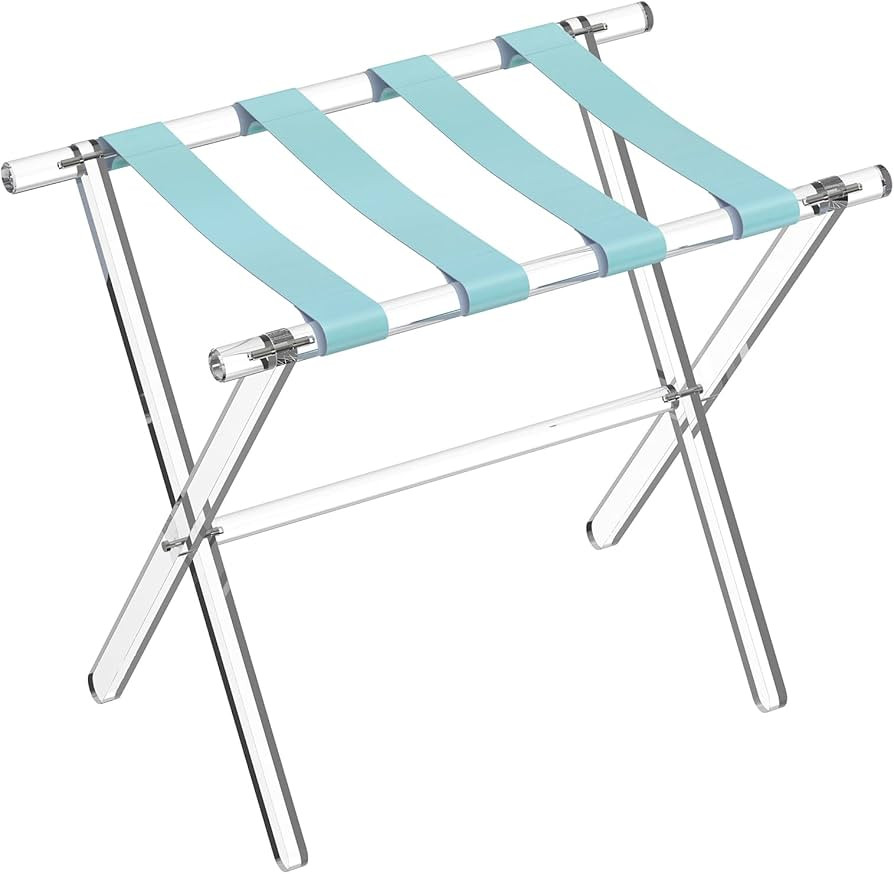 Sumerflos Acrylic Luggage Rack for Guest Room - Foldable Suitcase Stand with Leather Straps for B... | Amazon (US)