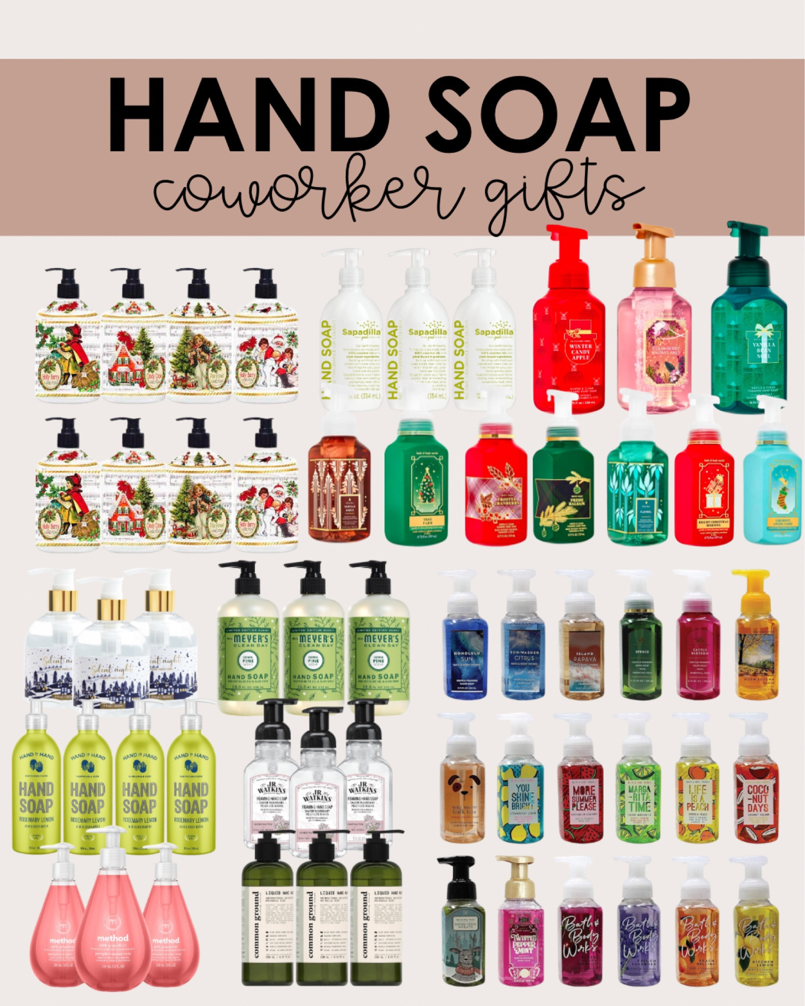 hand soap is an easy gift for coworkers or neighbors and it’s something EVERYONE can use more of!! so many options to get hand soap for a great price so it’s inexpensive!

print off a holiday gift tag from my TPT store to attach to it!

| coworker gift ideas | neighbor gift ideas | holiday gift ideas | hand soap 

#LTKfindsunder50 #LTKSeasonal #LTKGiftGuide