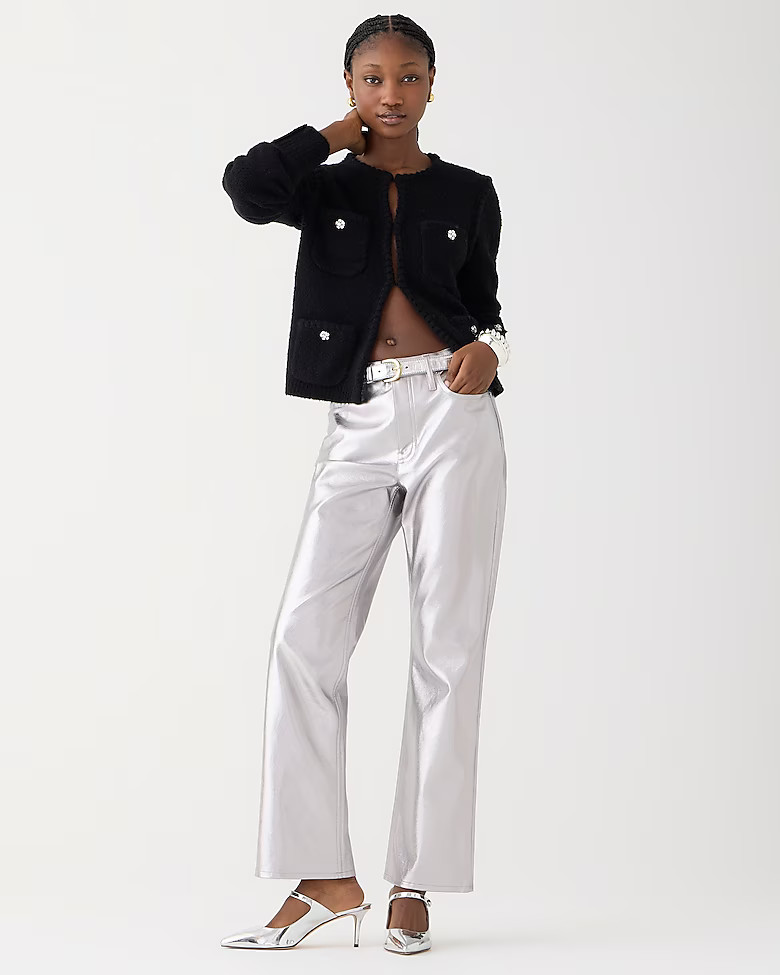 Full-length demi-boot pant in metallic faux leather | J. Crew US