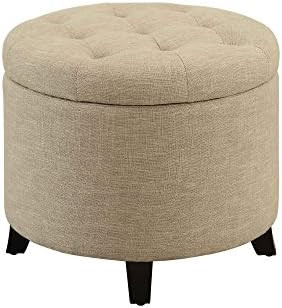 Convenience Concepts Designs4Comfort Round Ottoman, Tan | Amazon (US)