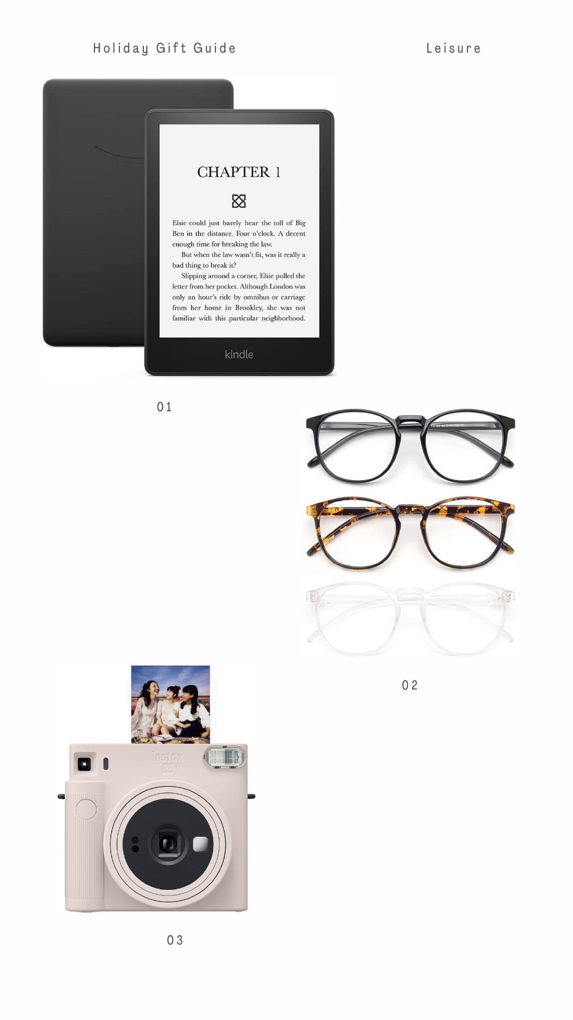 1 - Kindle paper white 
2 - Blue light glasses 
3 - Instant Camera 

#primeday2022

#LTKSeasonal #LTKHoliday #LTKhome