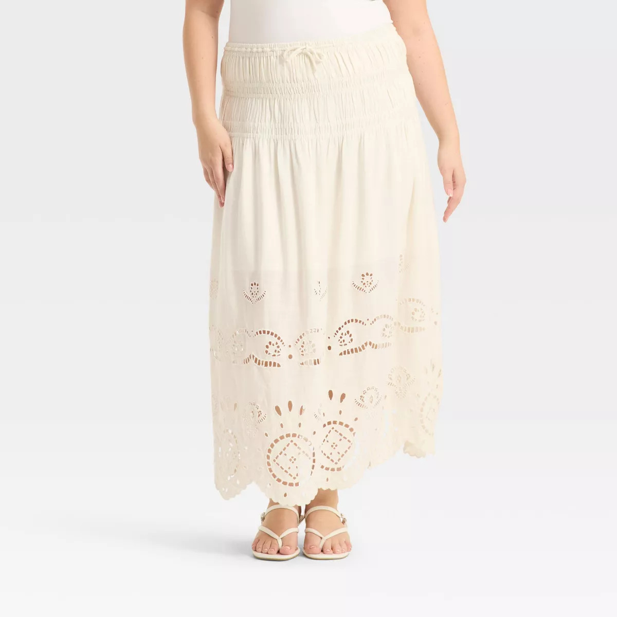 Women's High-RIse Embroidered Eyelet Drop Waist A-Line Skirt - Future Collective | Target
