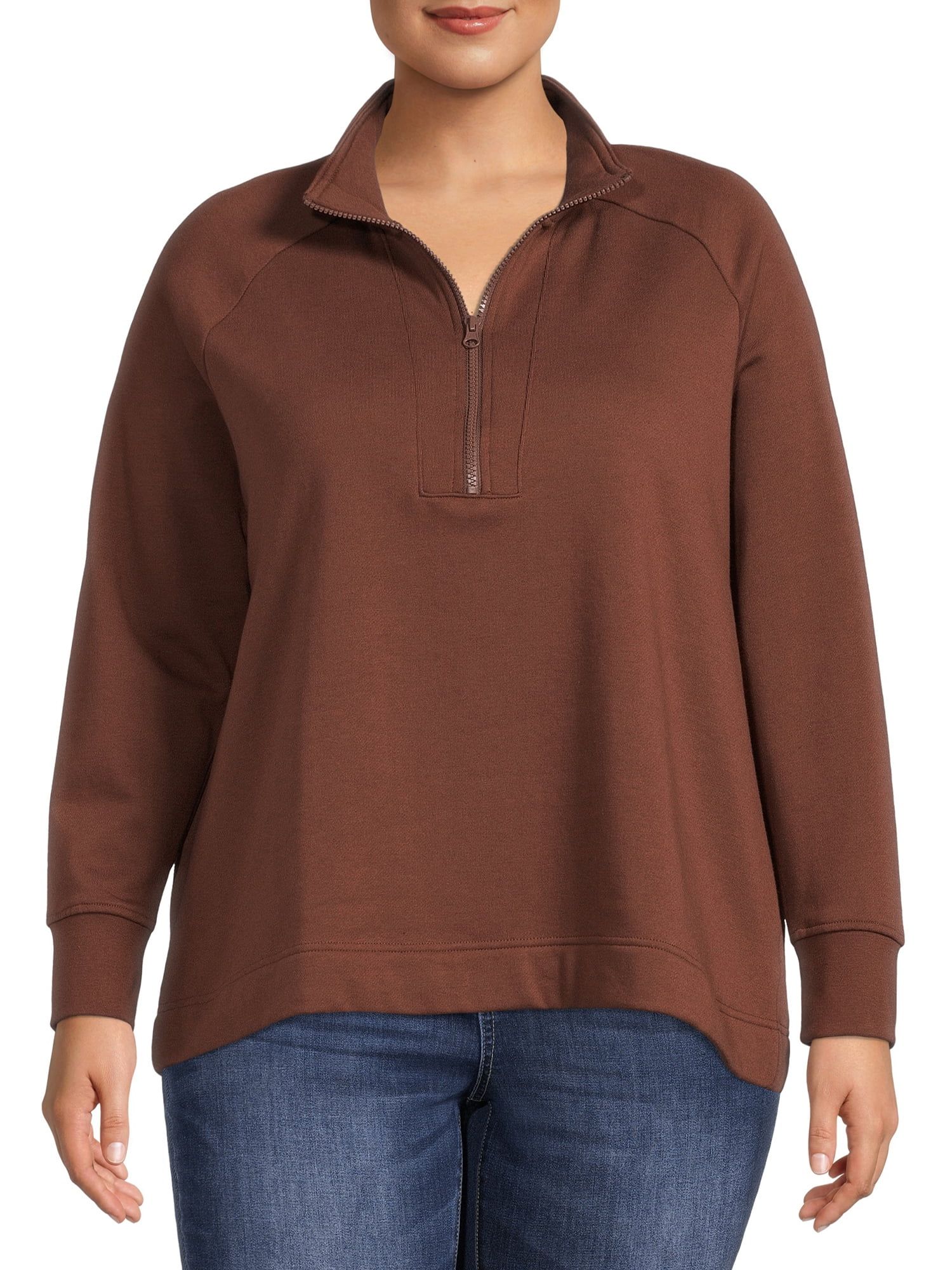 Terra & Sky Women's Plus Size Quarter-Zip Pullover Sweatshirt | Walmart (US)