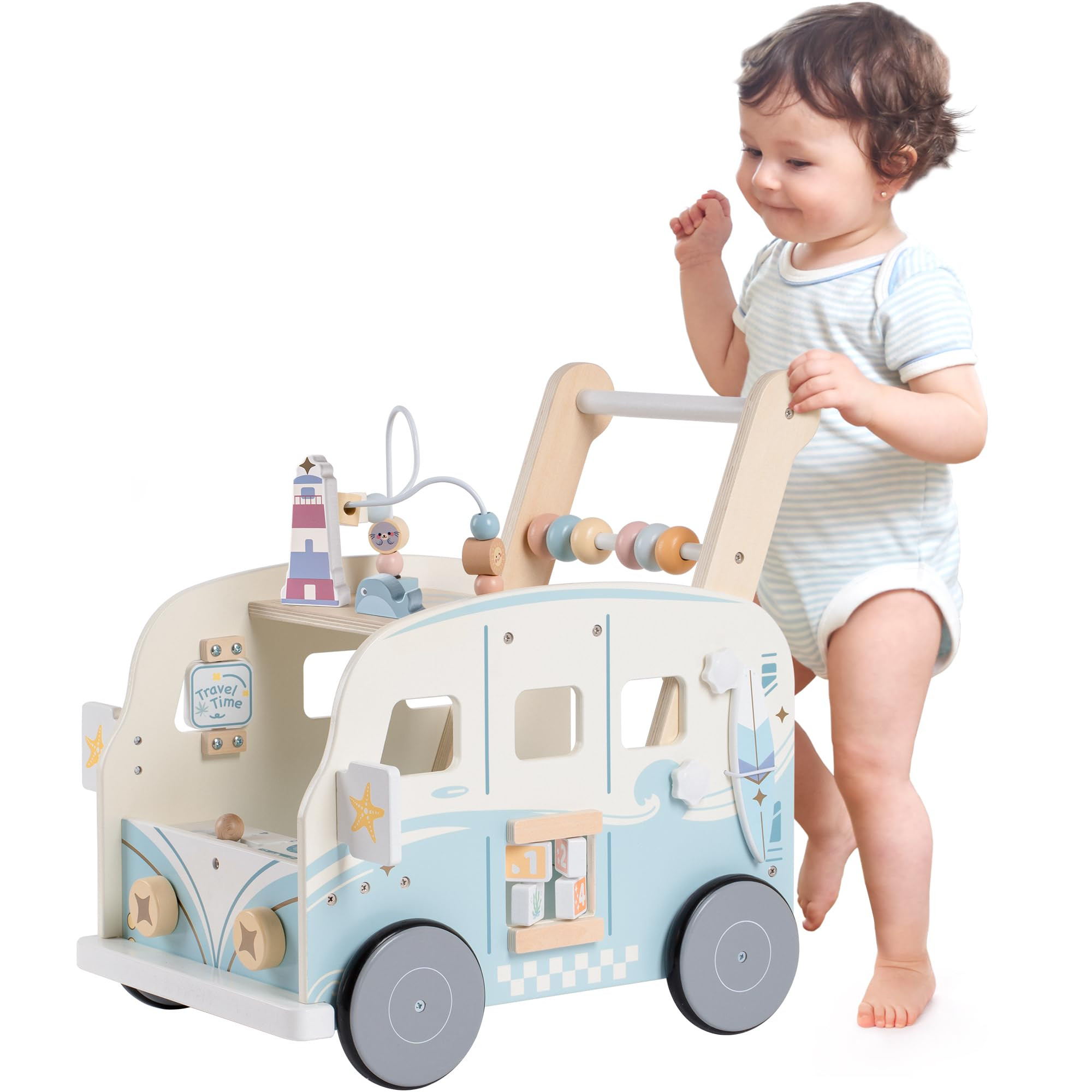 ROBOTIME Wooden Baby Walker, Baby Push Walker, Baby Activity Center Toys, Ajustable Speed Multi-F... | Amazon (CA)