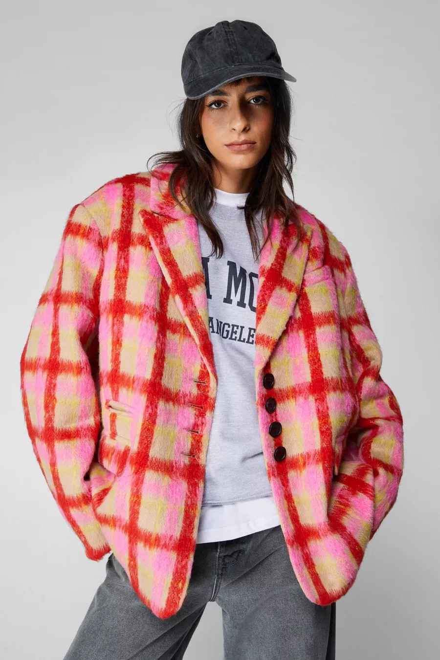 Premium Neon Plaid Tailored Blazer Coat | Nasty Gal US
