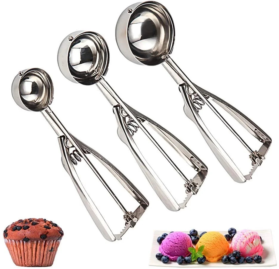 Windfall Stainless Steel Ice Cream Scooper with Trigger, Small, Medium and Large Cookie Scoops fo... | Walmart (US)