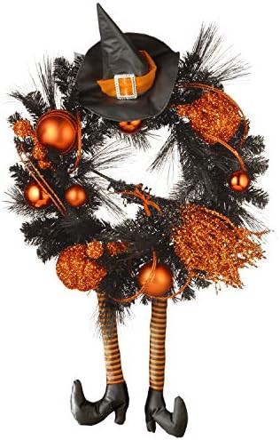 National Tree Company Artificial Witch's Wreath, Decorated with Black and Orange Trim, Ball Ornam... | Amazon (US)