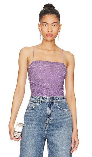 Olivia Sparkle Cami Bodysuit in Purple | Revolve Clothing (Global)