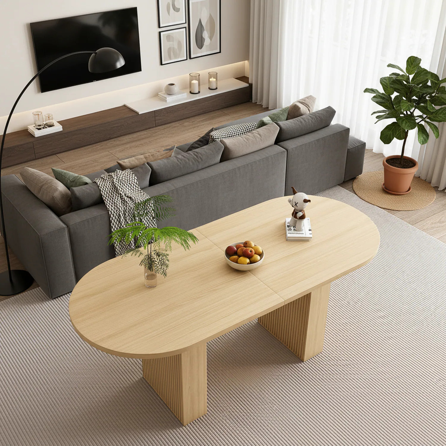 Homy Casa Modern Rectangular Dining Table Light Wood Finish Solid Wood Legs for Dining Room one_size in Brown | RA00084 | Lowe's