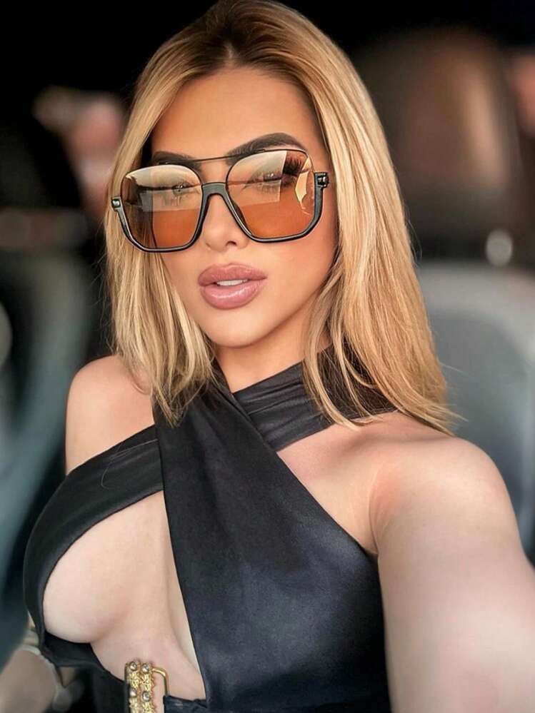 1pc Fashion Half Frame Square Fashion Glasses Street Shoot Versatile Vintage Personalized Summer ... | SHEIN