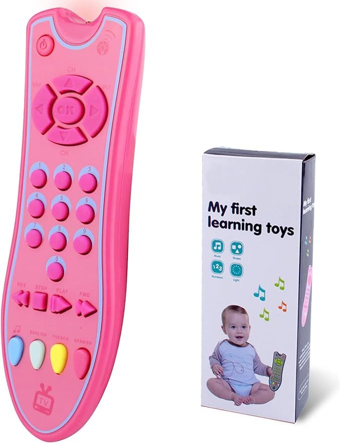 APSUAE Baby TV Remote Control Toy with Sound Light Realistic Learning and Education Toys with Eng... | Amazon (US)