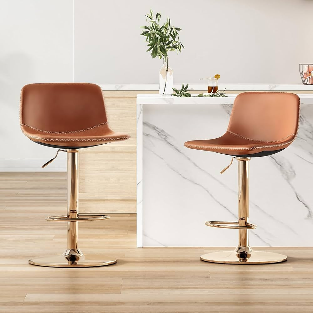 Adjustable Bar Stools Set of 2, Mid Century Modern Swivel Bar Stools, Industrial Bar Height Stool... | Amazon (US)