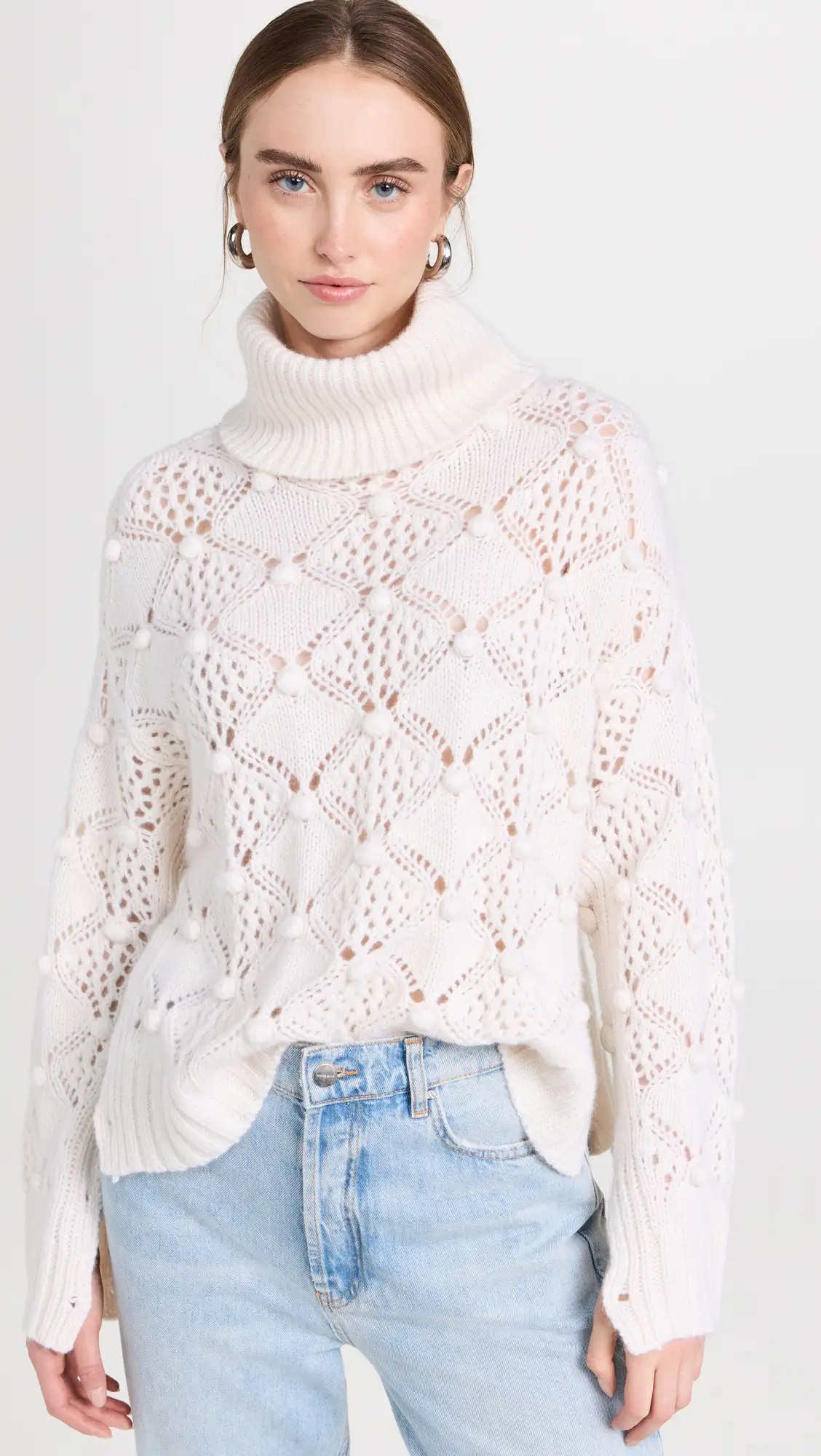 Autumn Cashmere Side Button Popcorn Cowlneck Cashmere Sweater | Shopbop | Shopbop