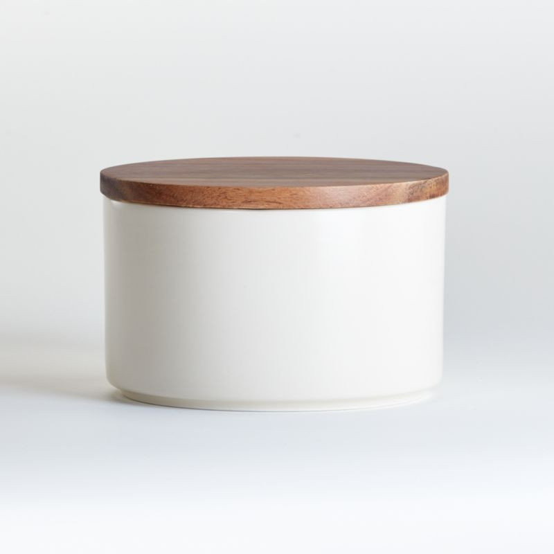 Clara Medium Ceramic Storage Canister + Reviews | Crate and Barrel | Crate & Barrel
