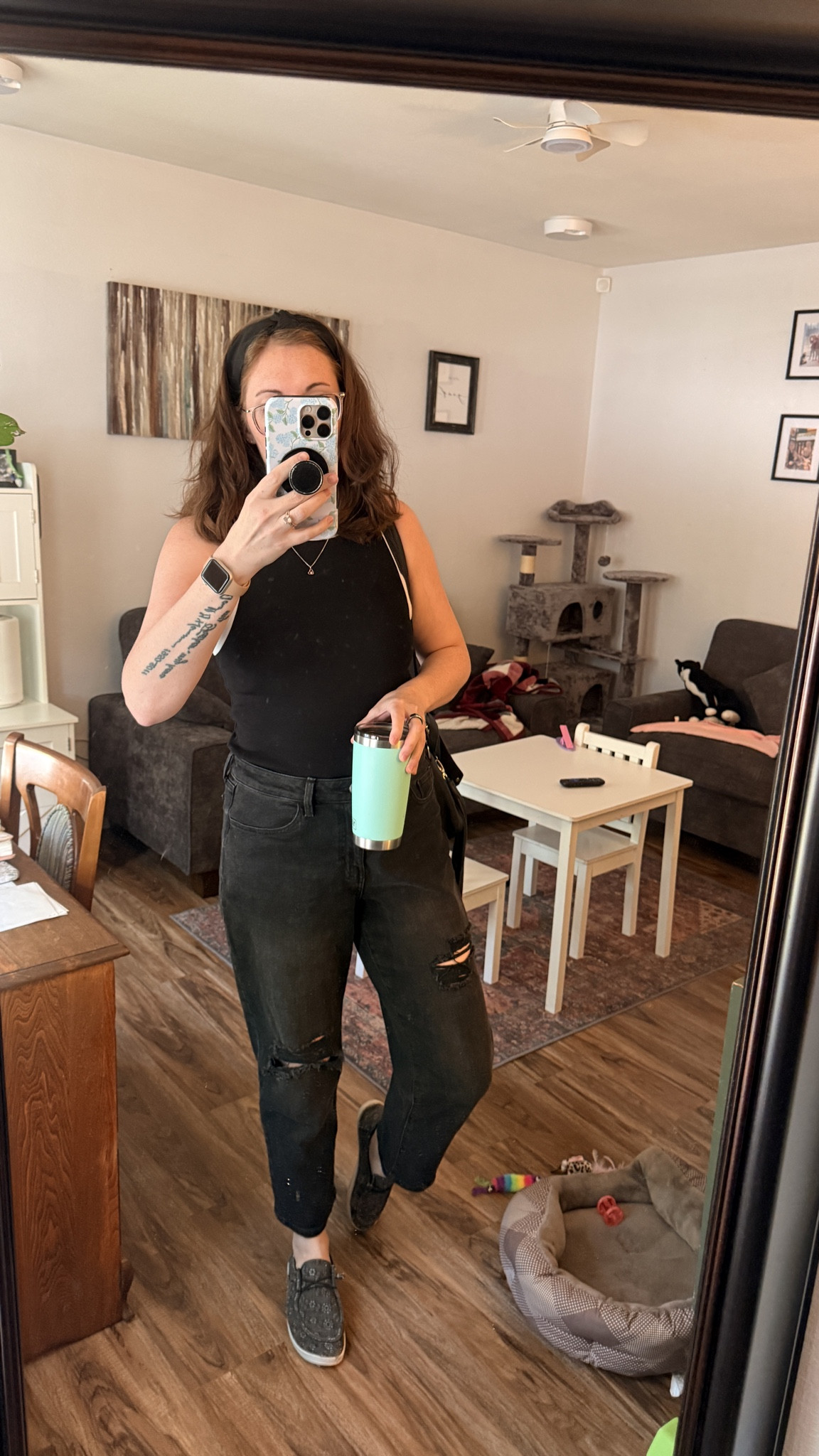 This outfit is from a little over a month ago, before my haircut. The tank is from Target in a size large, and it’s been one of my favorite transition pieces while losing weight this past year. I’ll be sizing down to a medium next time. My jeans are a size 10, and both fit with a relaxed, comfy vibe that I really like. I’ll definitely keep wearing this outfit as the weather cools off by layering a cardigan or sweater over it. Linking everything below!

#LTKMidsize #LTKootd #LTKmomlife