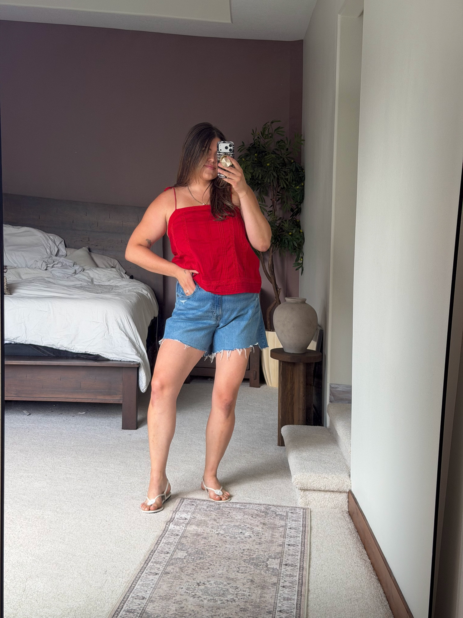 Would be so cute for July 4 or Memorial Day!  Casual summer outfit with natural materials - cotton - so comfortable, breathable and versatile

Wearing size 32 in the dad shorts from @abercrombie  , size large in the cotton tank from Abercrombie   Shoes are @jcrew 

 
Summer outfit, beach outfit, vacation, stay at home mom, midsize, size 12, size 14, mom style, curvy outfit