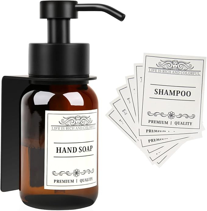 Glass Soap Dispenser with Pump and Wall Mount Holder,8.5 Oz Shampoo and Conditioner Dispenser wit... | Amazon (US)