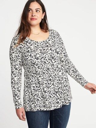 Old Navy Womens Luxe Plus-Size Peplum-Hem Top White Floral Size 1X | Old Navy US