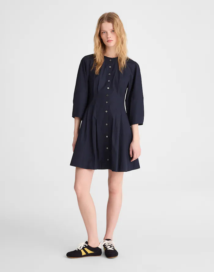 Sculptural-Sleeve Pleated Mini Dress | Madewell