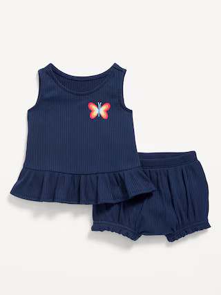 Sleeveless Ribbed Ruffle-Trim Top and Shorts Set for Baby | Old Navy | Old Navy (US)