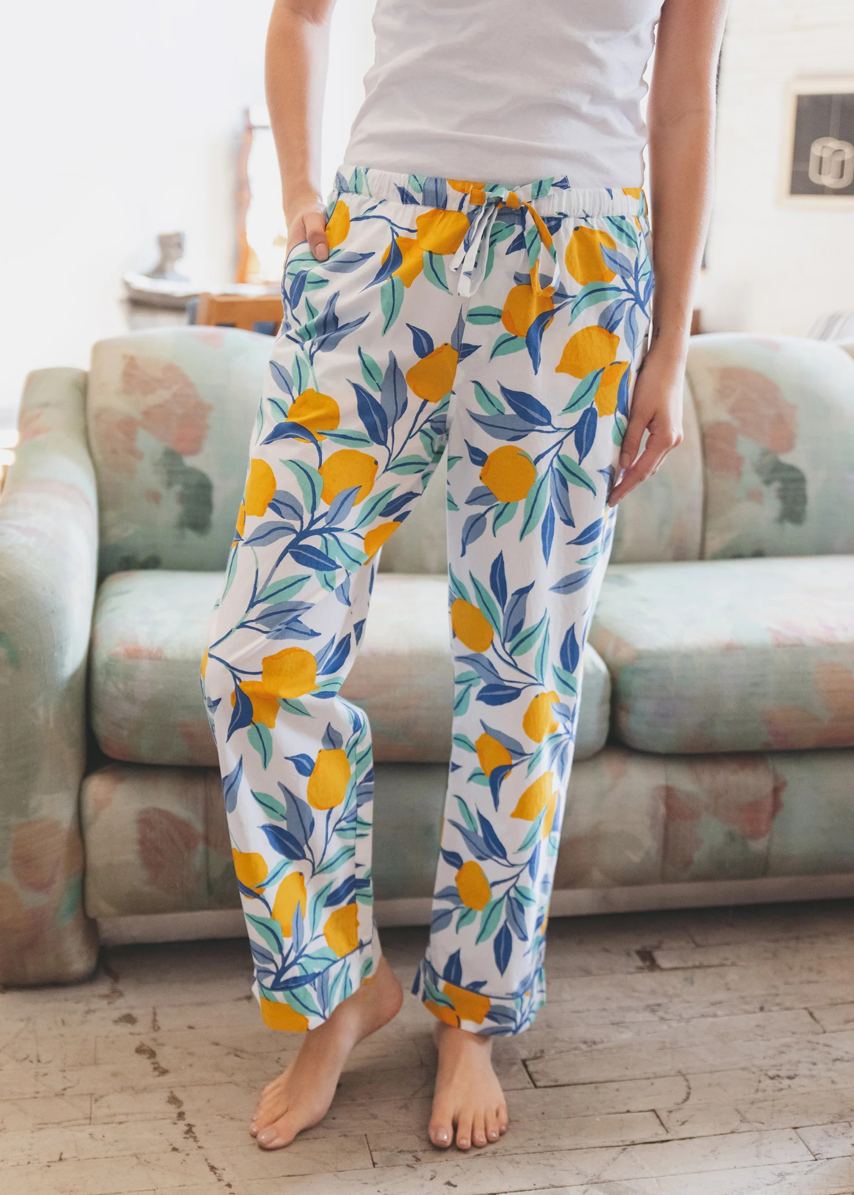 Lemon Zest - Pajama Pants - Cloud | Printfresh