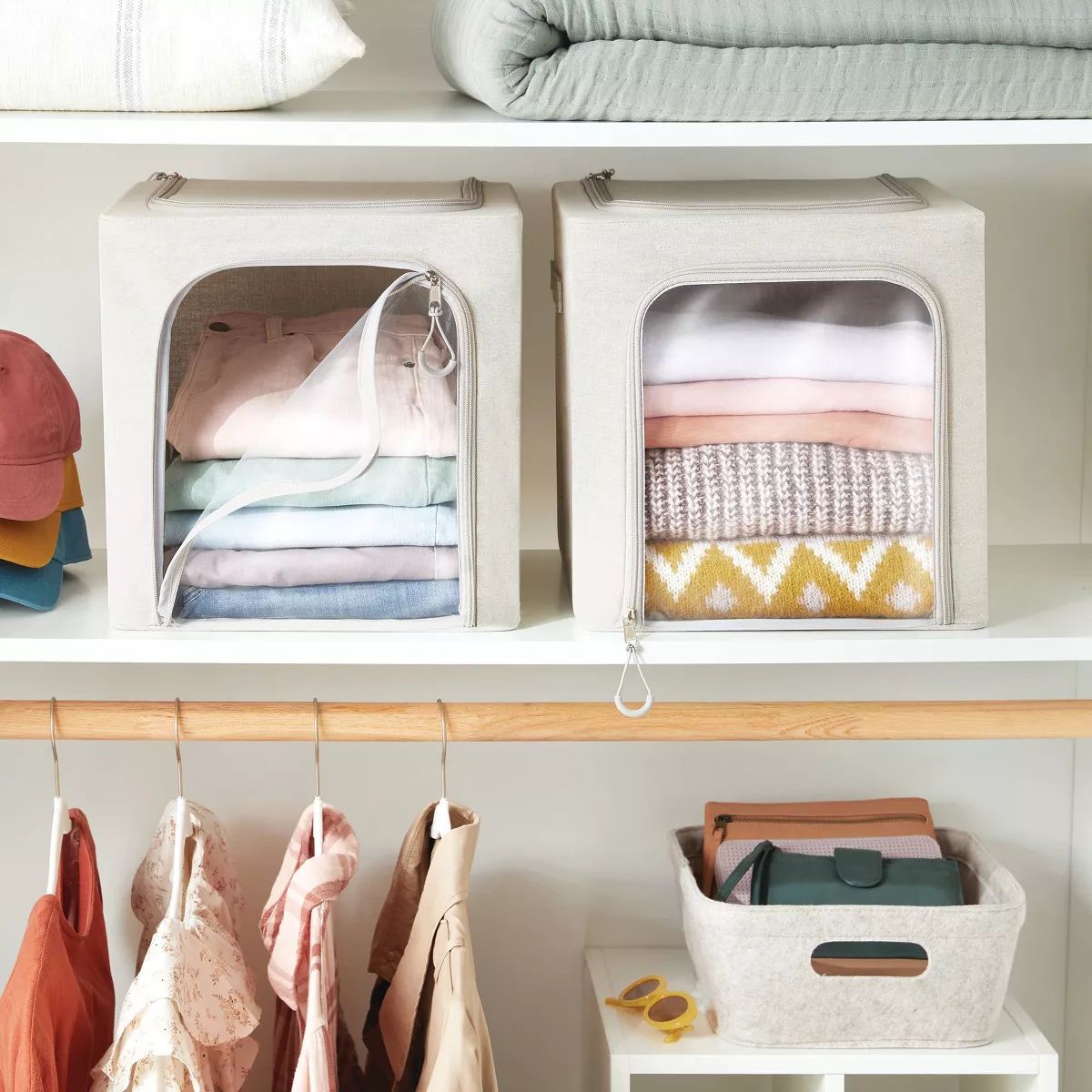 Set of 2 Zipper Fabric Storage Cubes Gray - Brightroom™ | Target