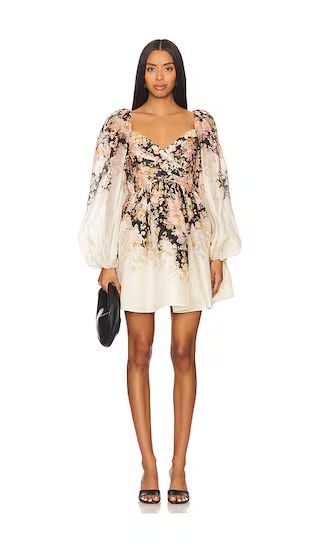 Illustration Draped Mini Dress in Tea Rococo Floral | White Floral Dress | Revolve Clothing (Global)