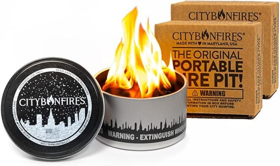 City Bonfires Portable Fire Pit - Mini Fire Pit, Table Top Firepit, No Wood, No Embers, 3-5 Hours... | Amazon (US)