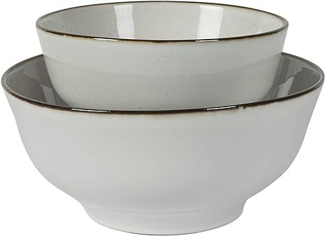 Tabletops Gallery Speckled Farmhouse Collection- Farmhouse White Brown Stoneware Serving Bowl Pla... | Amazon (US)