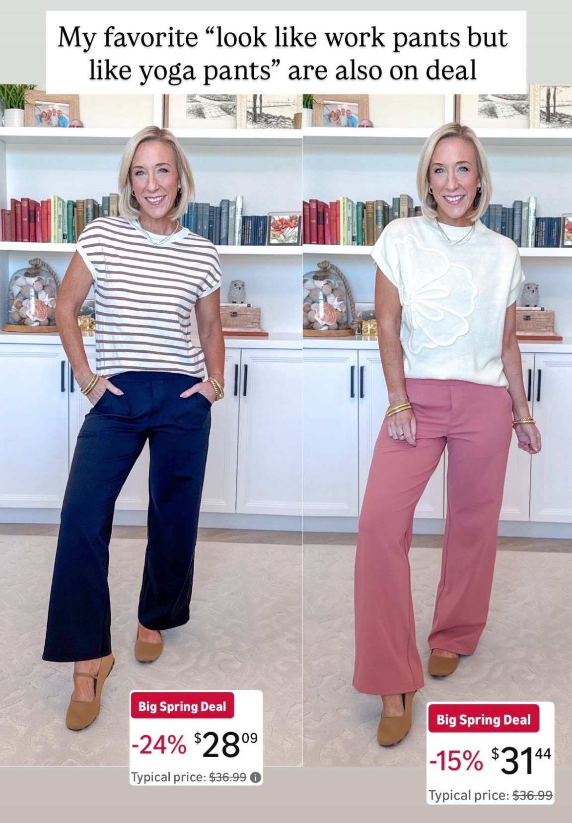 I’m wearing a small in both - the black pair is the 27” inseam, but the pink (cameo) pair is the 20” inseam (which I think I actually prefer).


#LTKOver40 #LTKWorkwear #LTKSaleAlert