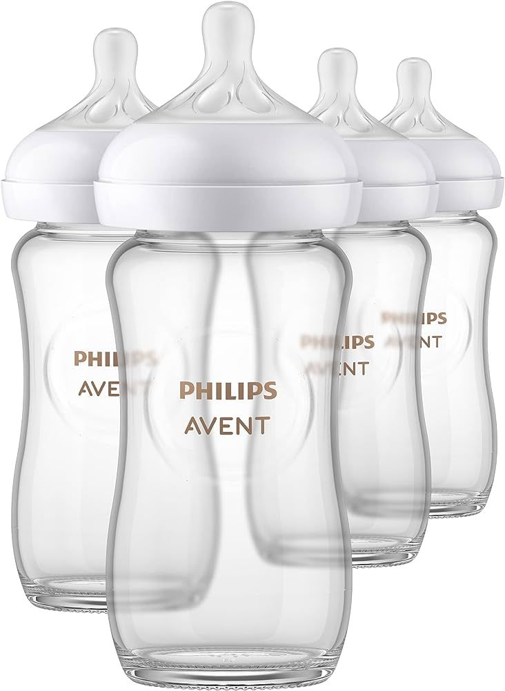 Philips AVENT Glass Natural Baby Bottle with Natural Response Nipple, Clear, 8oz, 4pk, SCY913/04 | Amazon (US)