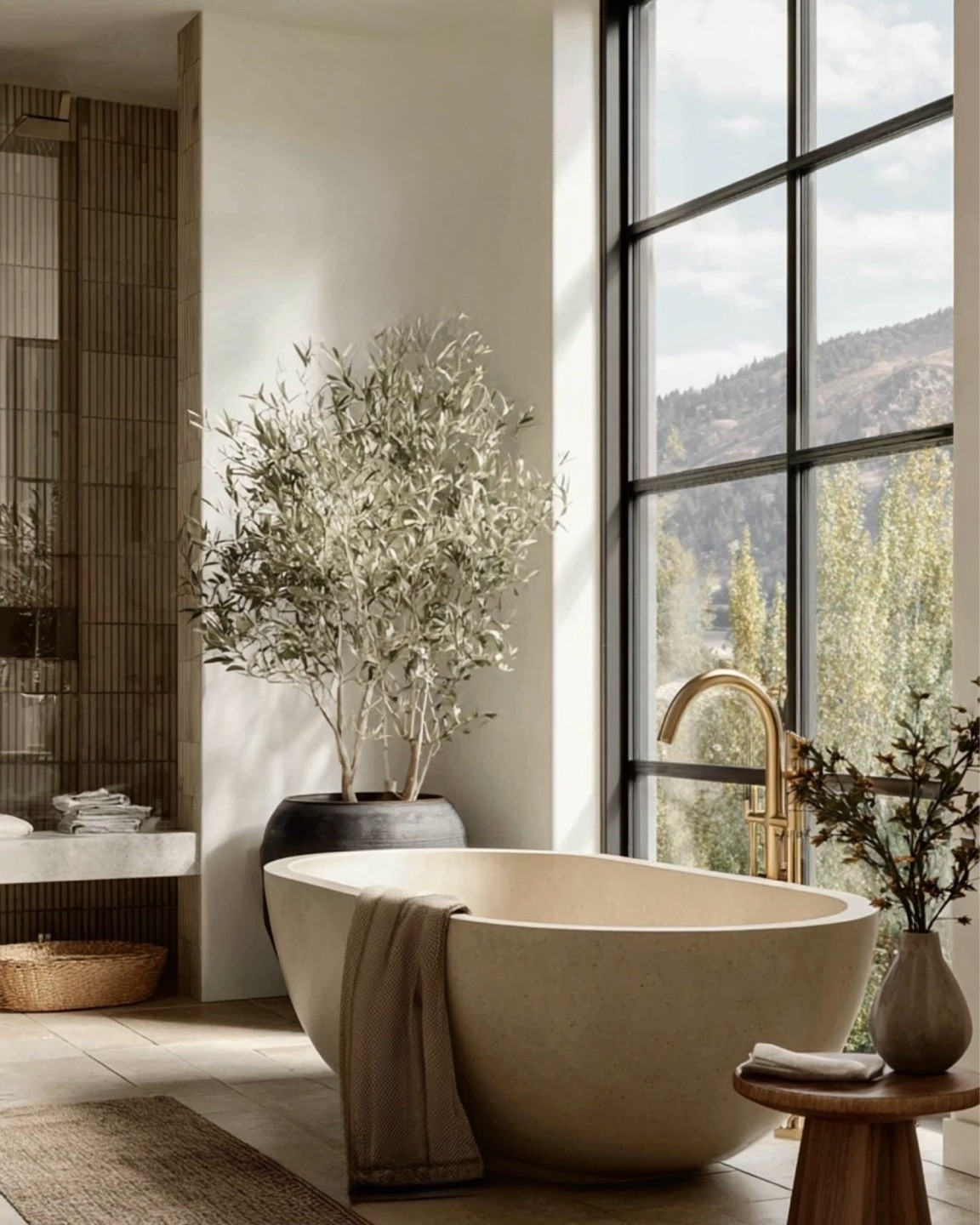 Dreamy primary bath designs 🤍 grounded in texture & natural light, wrapped in warm wood tones.

#LTKHome #LTKSaleAlert