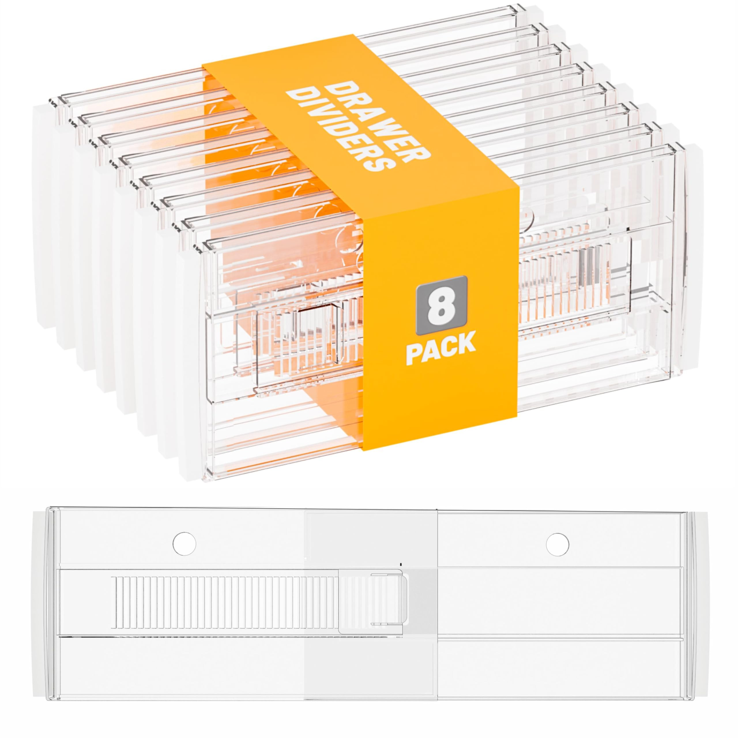 Yieach 8 Pack 6 Inch Tall Acrylic Drawer Divider for Clothes-Expandable from 12.3-18''-Adjustable... | Amazon (US)