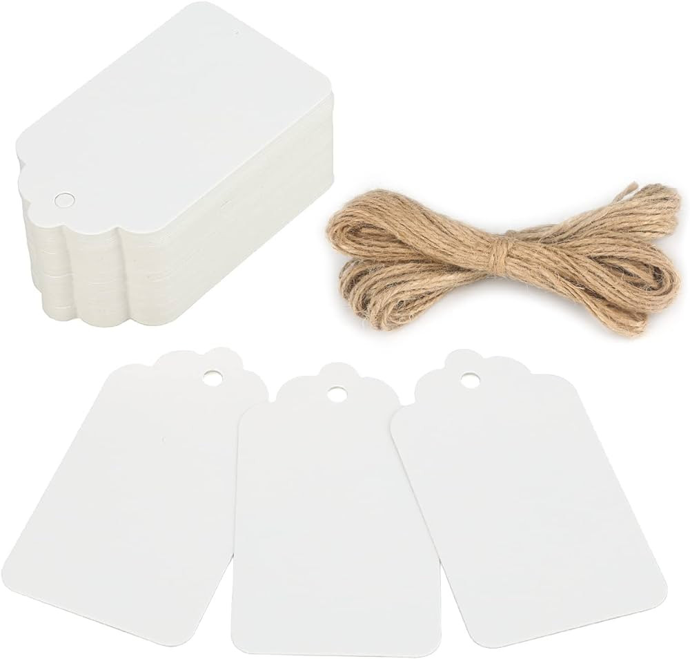G2PLUS Price Tags, White Paper Gift Tags 100 PCS Paper Tags with String,2.8''×1.6'' Blank Labeli... | Amazon (US)