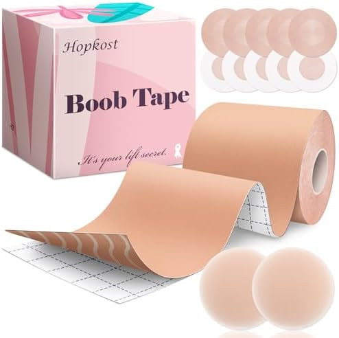 Hopkost Boob Tape Breast Lift Tape for Large Breasts with 2 Pcs Nipple Covers Invisible Boobtape ... | Amazon (US)